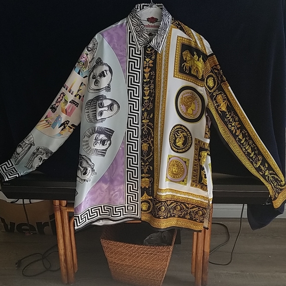 mens versace style silk shirt